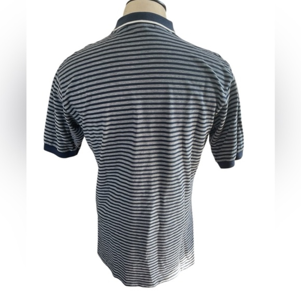 POLO RALPH‎ LAUREN Vintage Golf Shirt Shortsleeve Grey Navy Stripe Classic LARGE - Picture 2 of 11